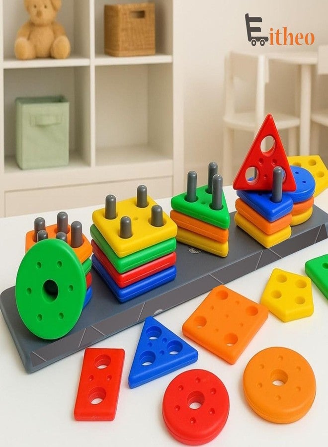 إيثيو مكعبات الزوايا الهندسية من إيثيو للأطفال | 26 قطعة، لعبة تعليمية مونتيسوري للفرز والتكديس | أحجية فرز الأشكال الملونة للأطفال الصغار من عمر 1-3 سنوات | لعبة أنشطة تعليمية للأولاد والبنات - Image 2